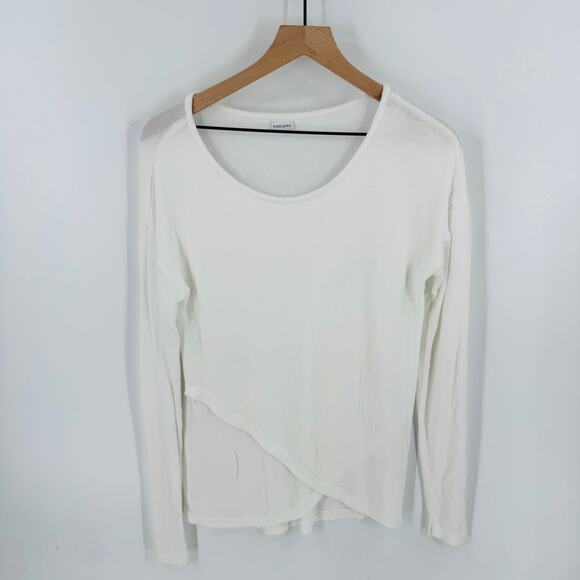 Lascana White Long Sleeve Knit Top Asymmetrical Hem Women’s Medium (No Size Tag) - Picture 1 of 5